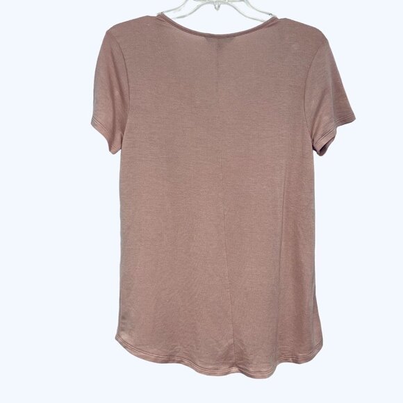 TRESICS Luxe Women's Hi-Lo Pullover Top Medium Rose Braided V-Neck Short Sleeves - Picture 5 of 13